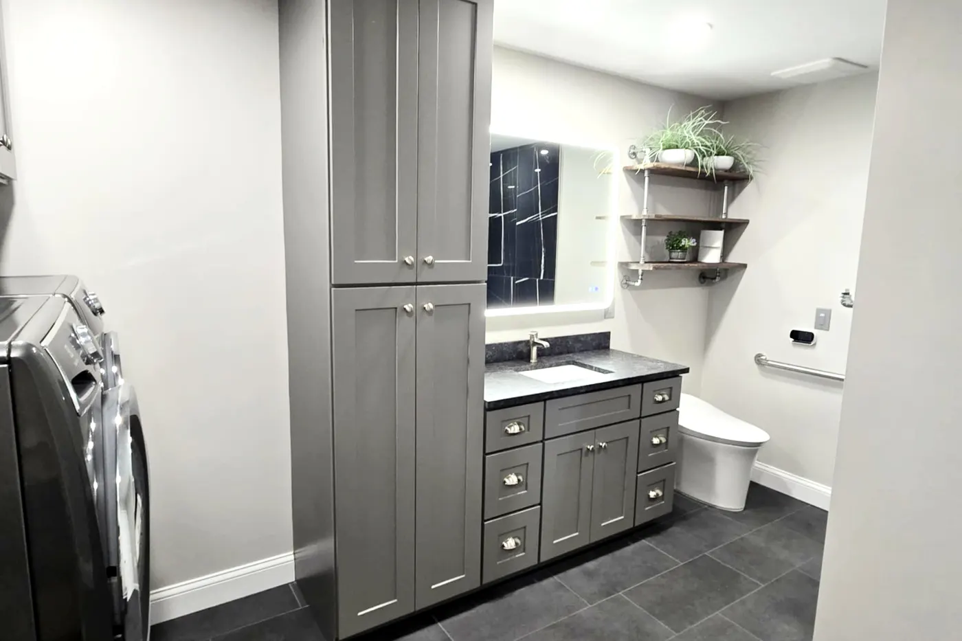 Bathroom and laundry rebuilt as one space