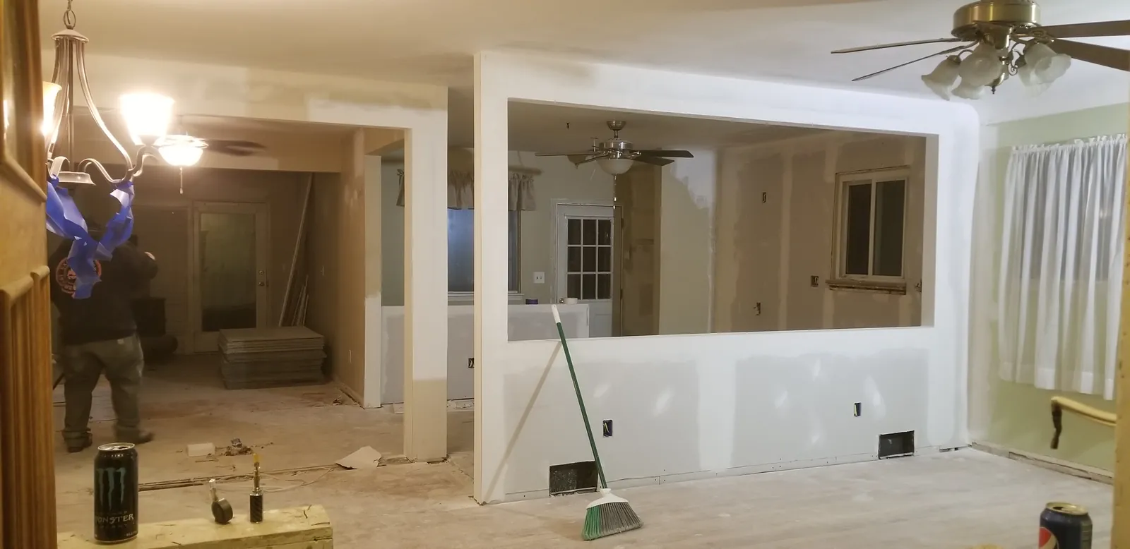 Drywall finished around the new pass-through