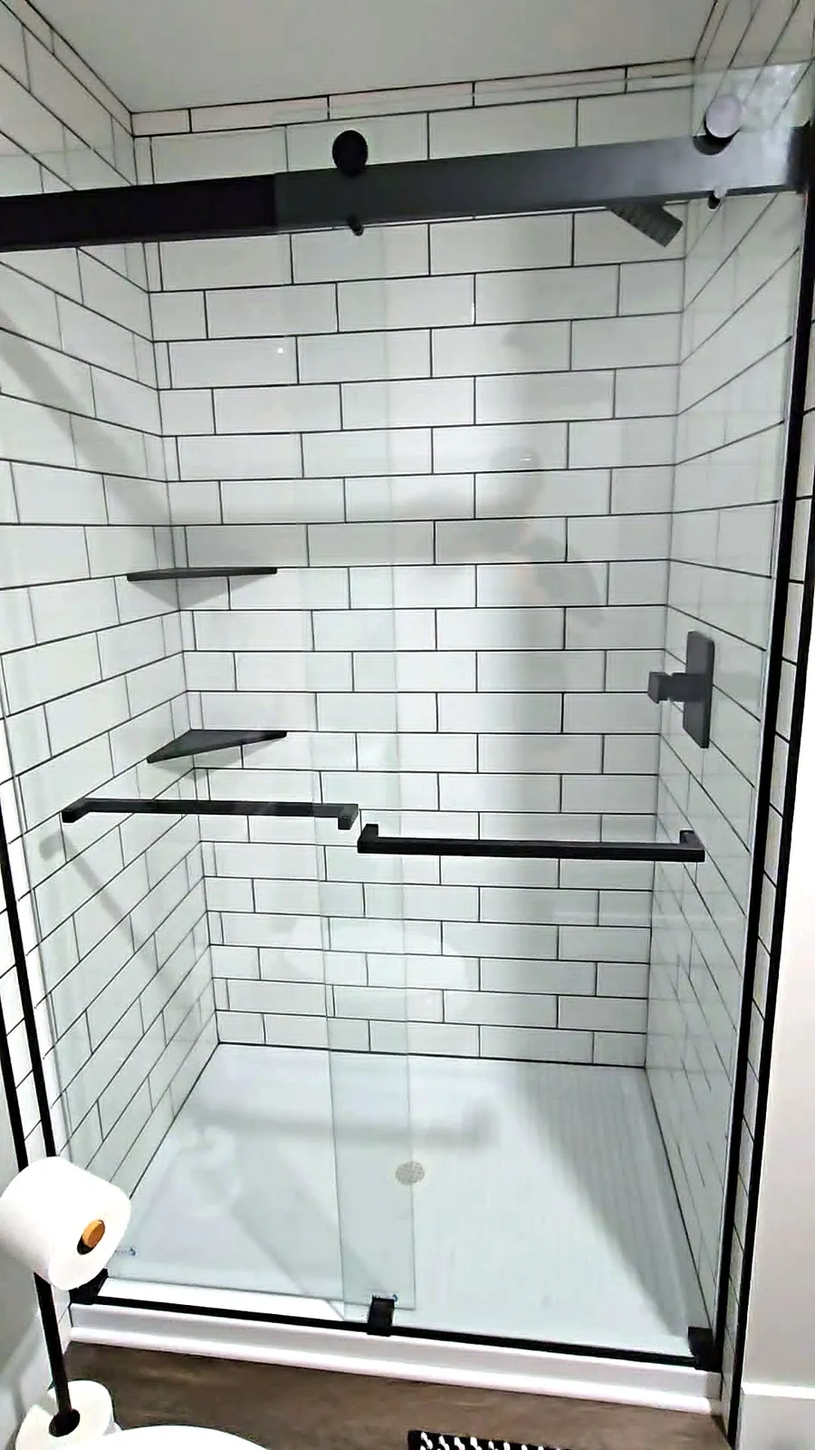 Finished: subway tile shower in the new basement bathroom