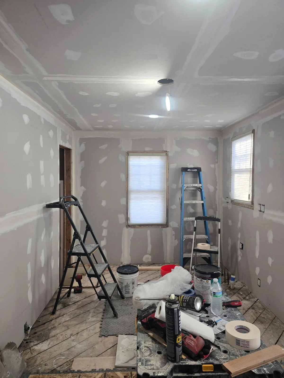 Drywall finished, room ready for flooring