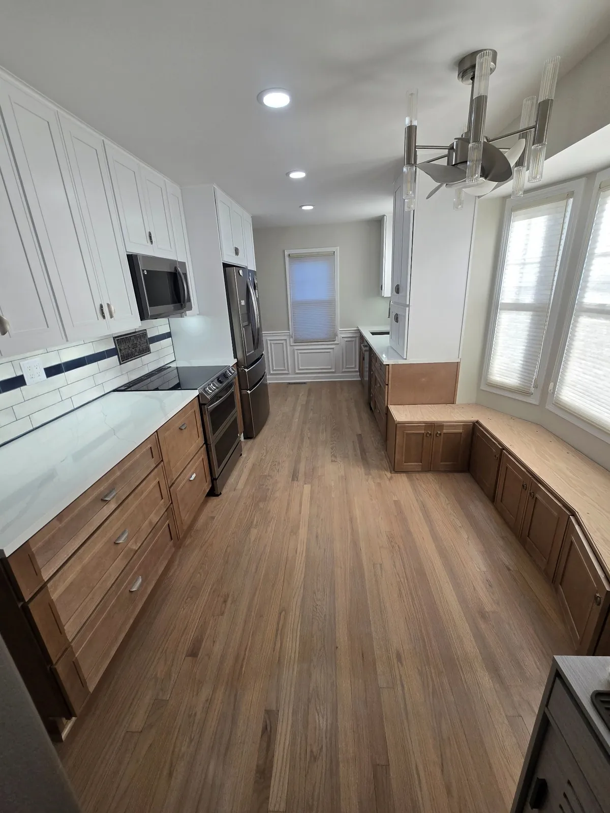 Finished: the kitchen opens to the dining room